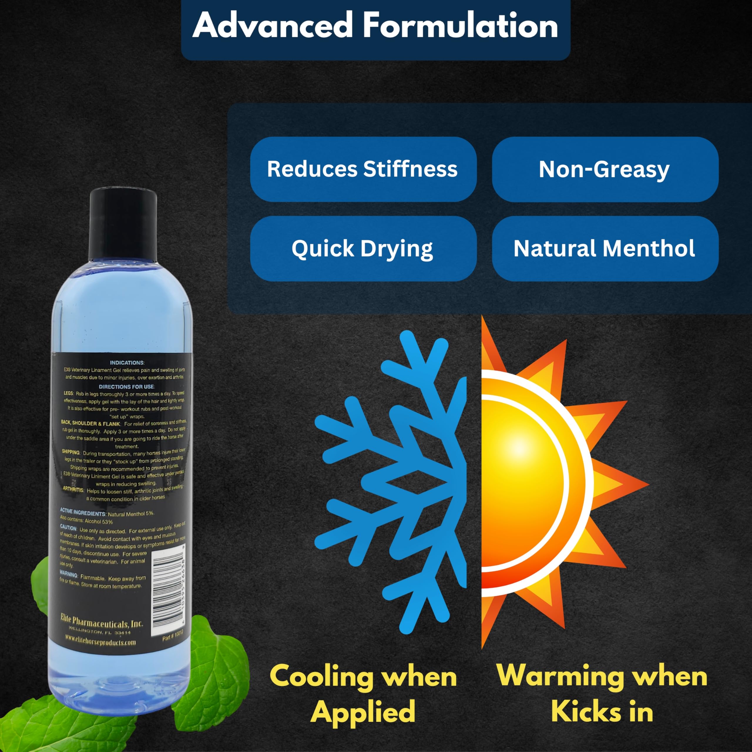 E3 Vet Strength Liniment Gel suitable for horse and human use.
