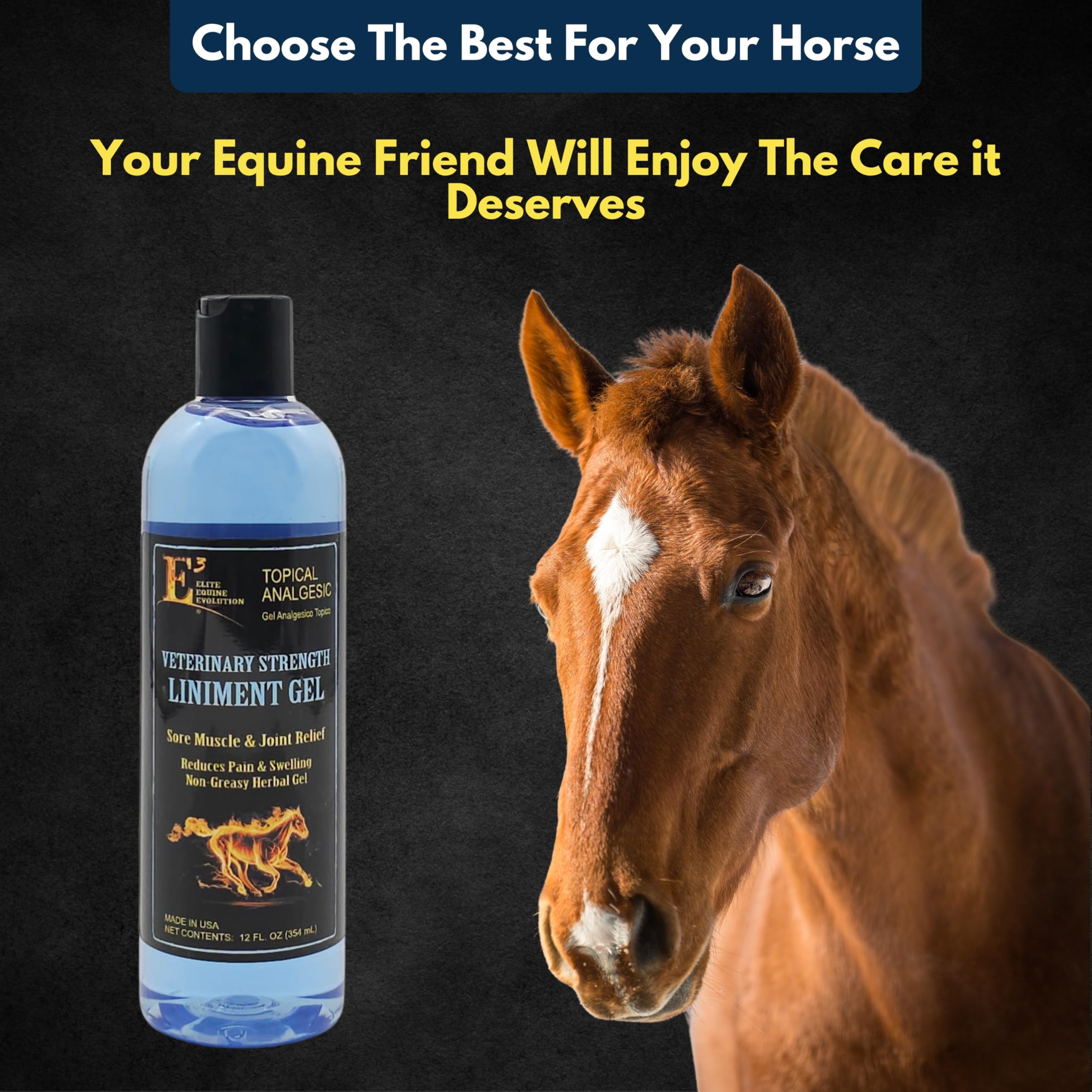E3 Vet Strength Liniment Gel supports range of motion.
