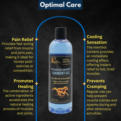 E3 Vet Strength Liniment Gel warming effect aids deeper joint comfort.