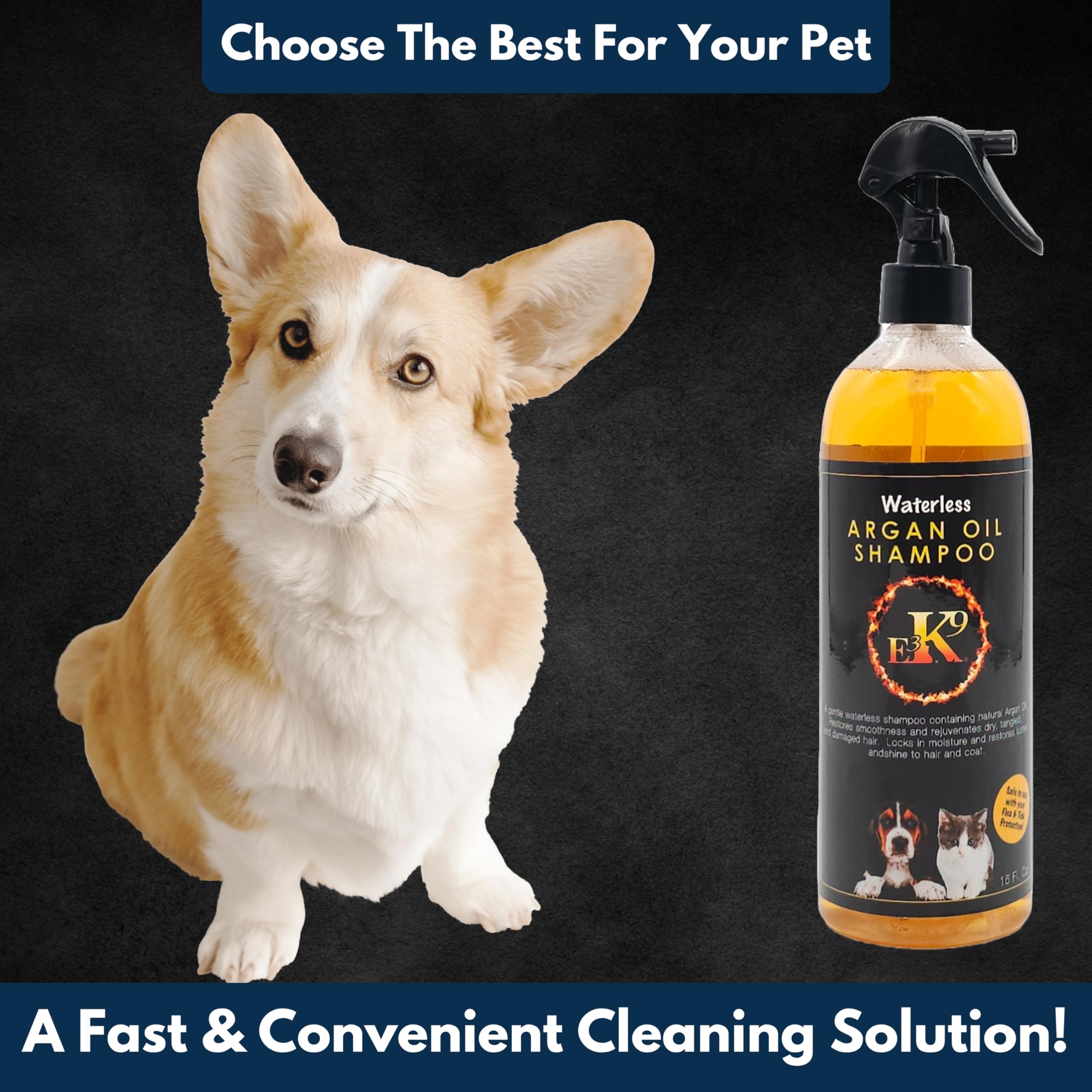 E3 Waterless Shampoo fragrance retention demonstrates long-lasting scent after grooming.
