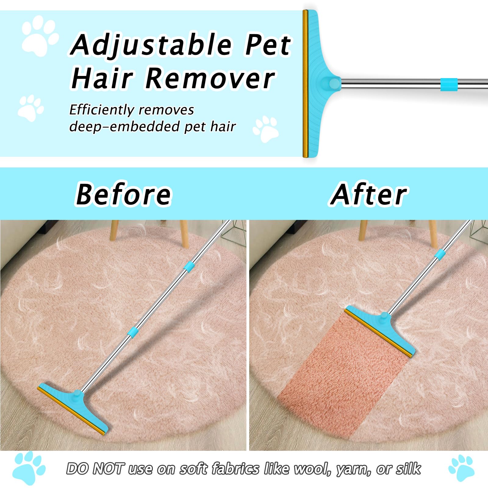 Eaersan two-piece set versatile tools for thorough pet hair removal.