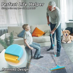 Eaersan Y-shaped fur remover efficiently lifts embedded hair from rugs and sofas.