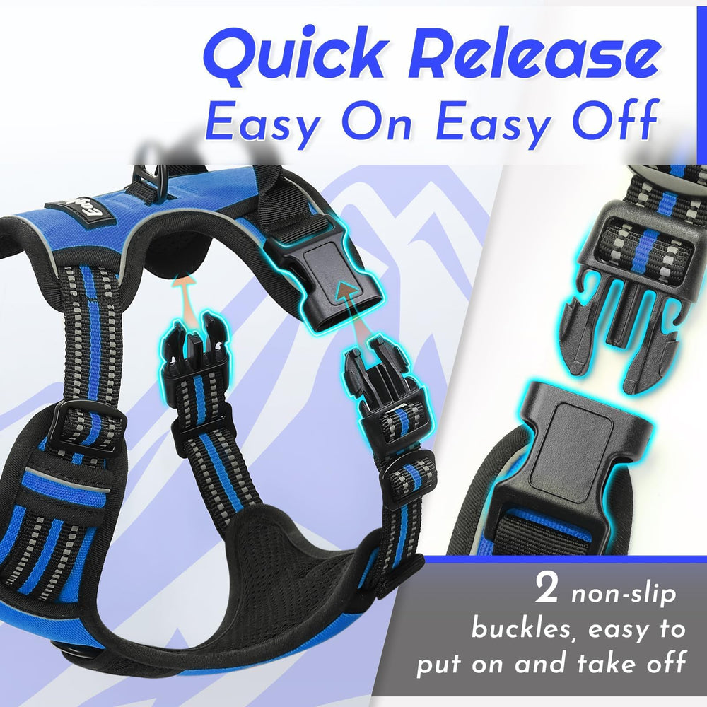 Eagloo dog harness blue padded-air mesh offers breathable comfort for all-day wear