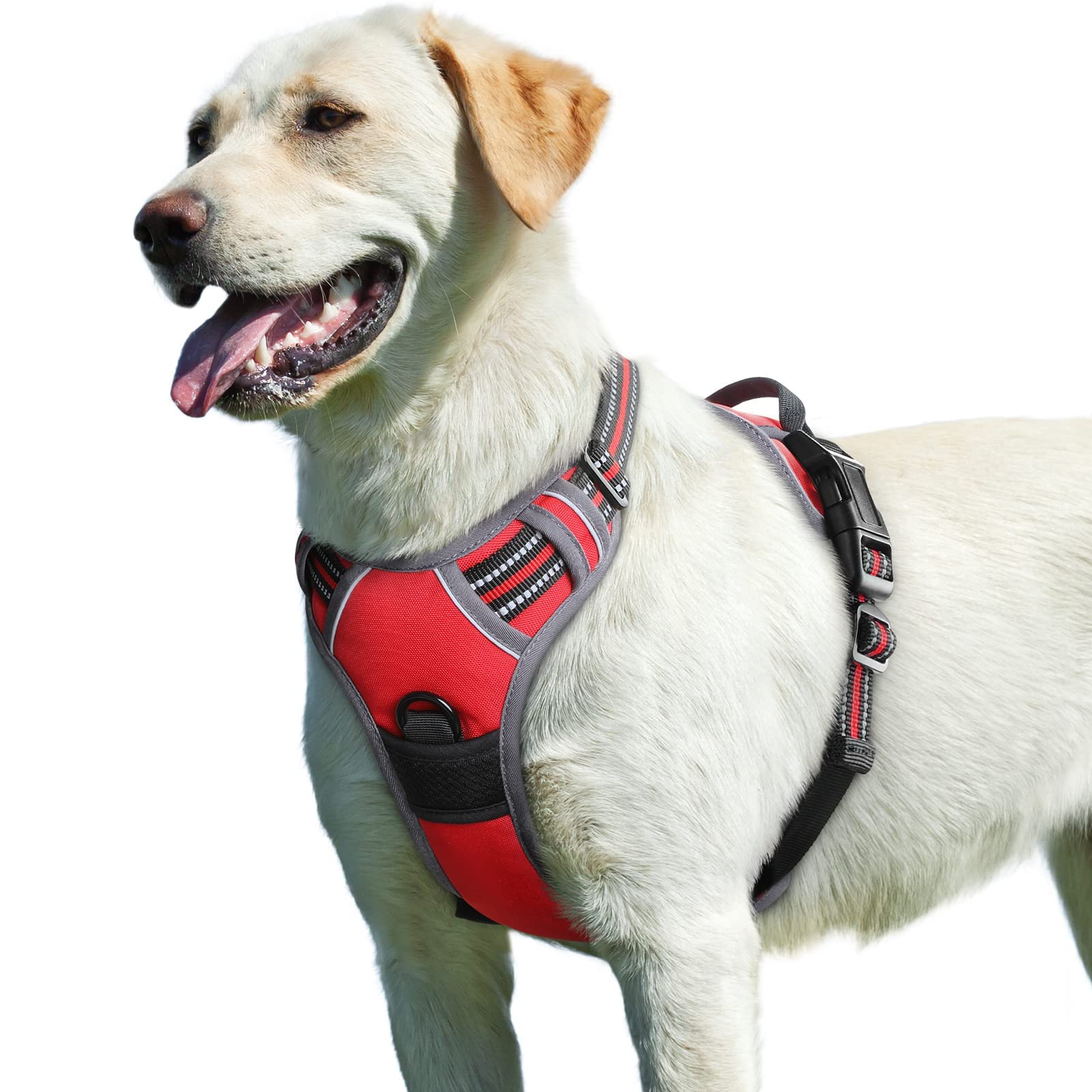Eagloo dog harness large red front view shows adjustable fit for comfort