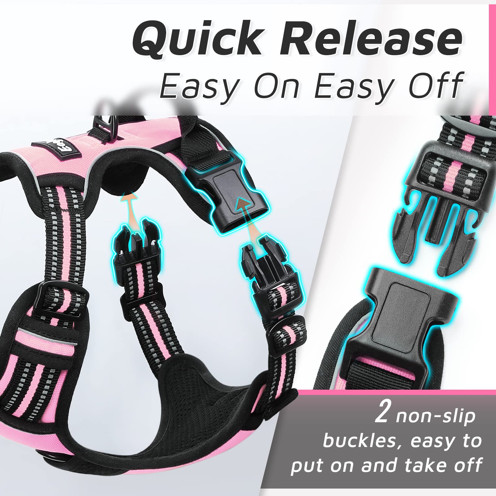 Eagloo pink harness reflective strips boost visibility during dusk walks