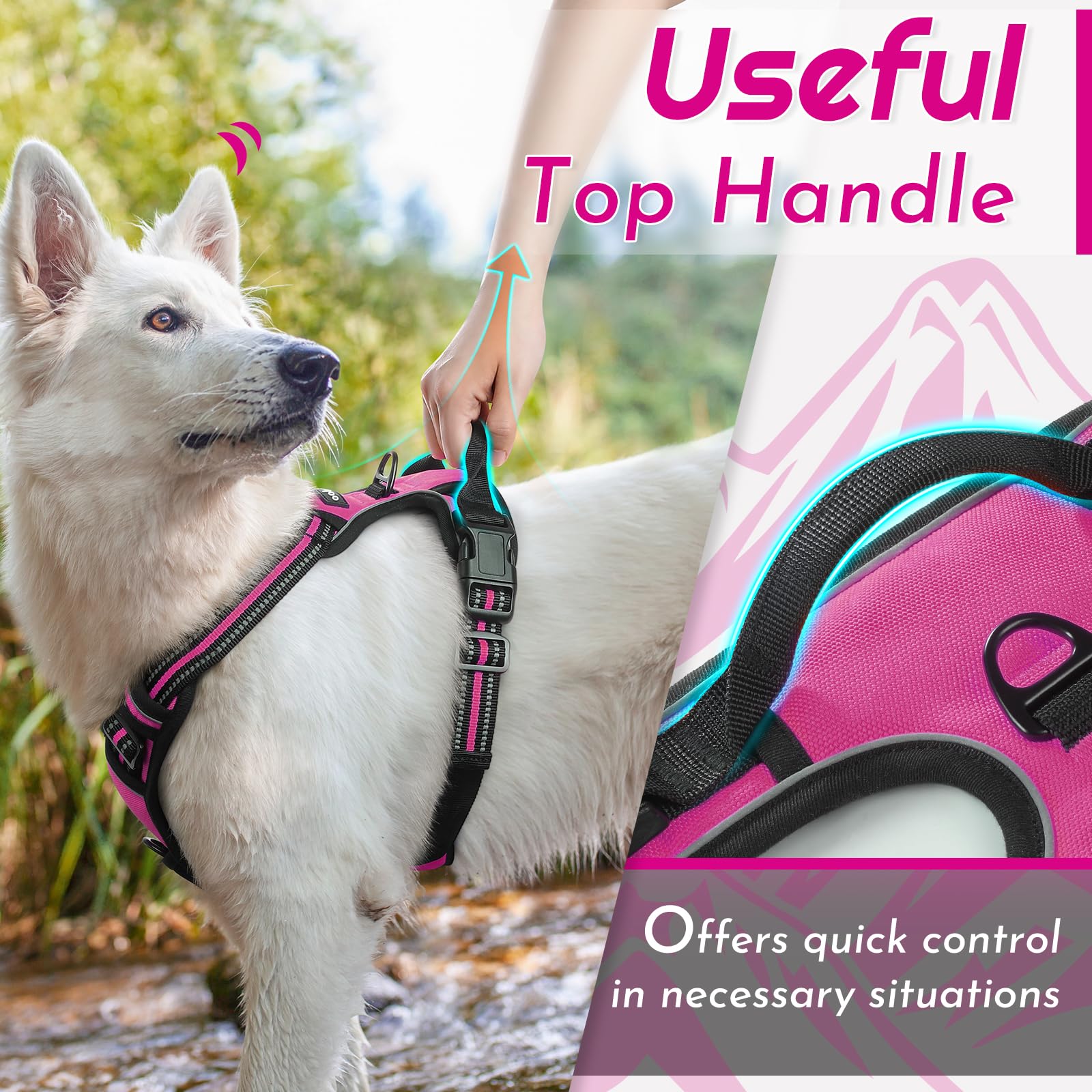 Eagloo dog harness rose red front chest leash ring helps reduce pulling.
