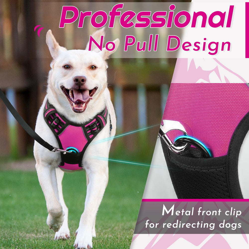 Eagloo dog harness rose red quick-snap buckles enable fast on/off.