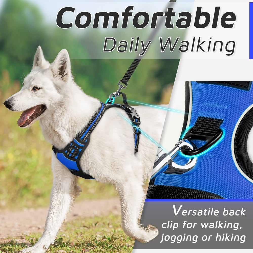 Eagloo dog harness with two metal rings supports versatile leash setups.