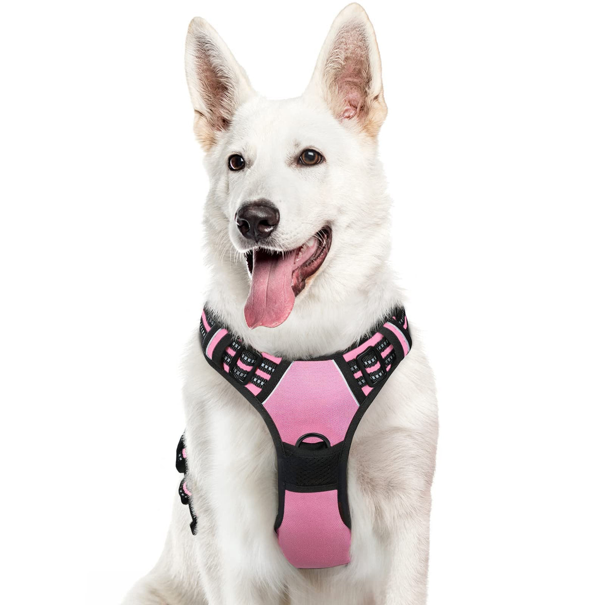 Eagloo large dog harness pink with front and back rings for controlled training