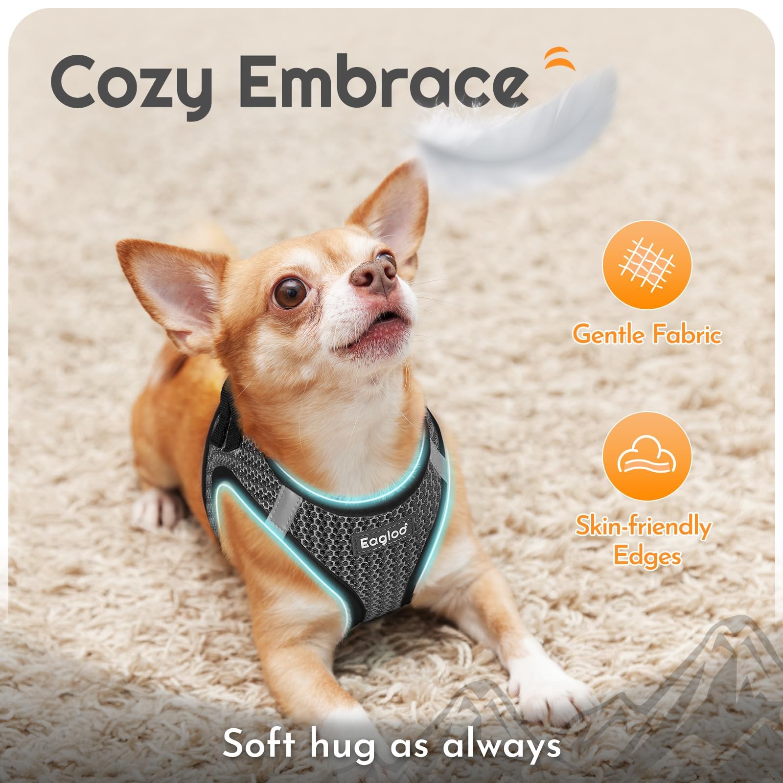 Eagloo quick-dry mesh harness gray improves breathability during activity