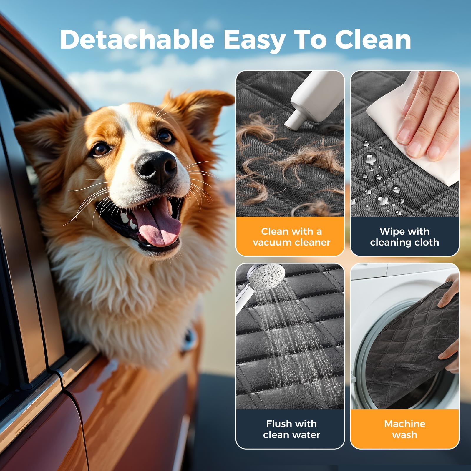 Eamefia dog seat cover easy-install and easy-clean design
