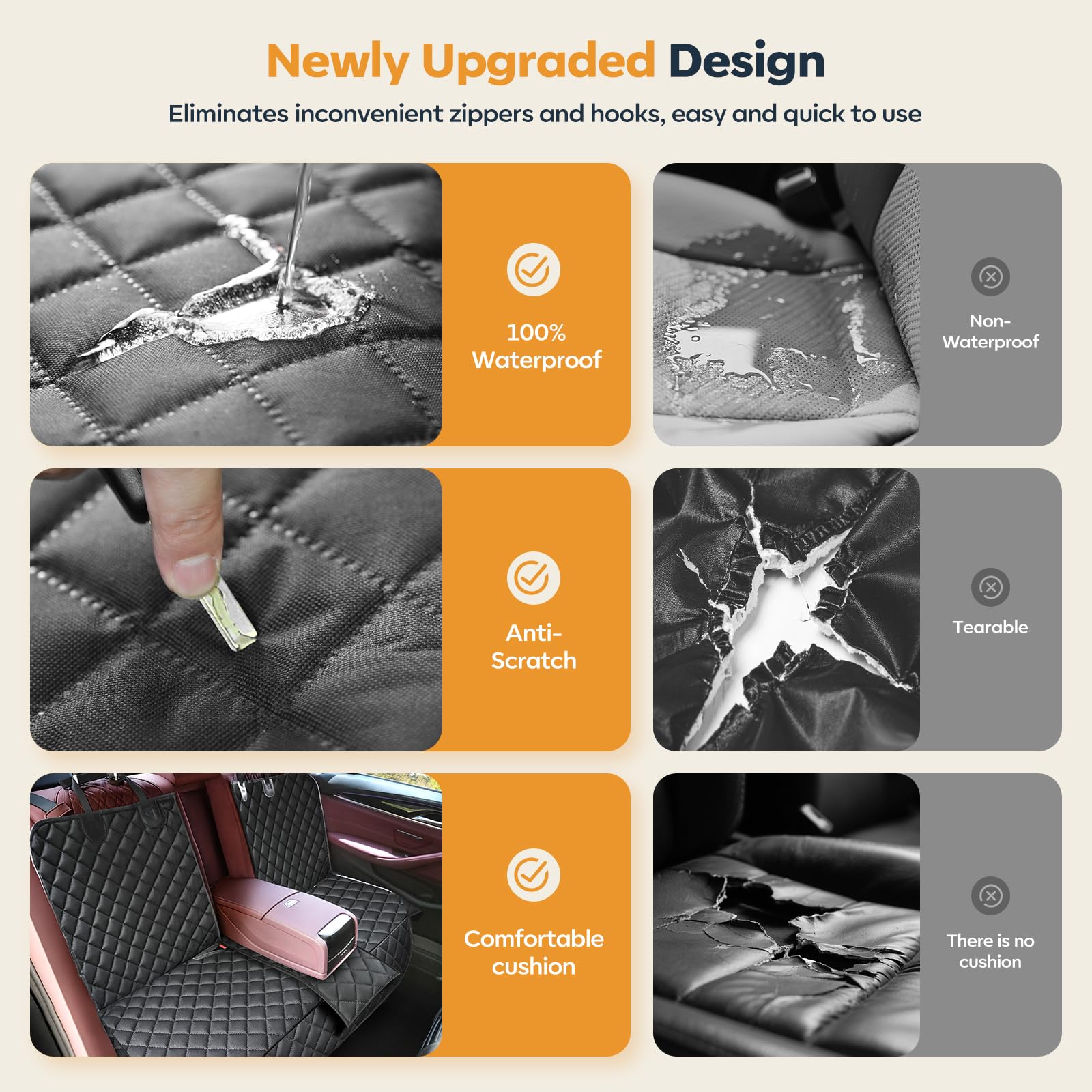 Eamefia dog seat cover hot-press technology minimizes leaks