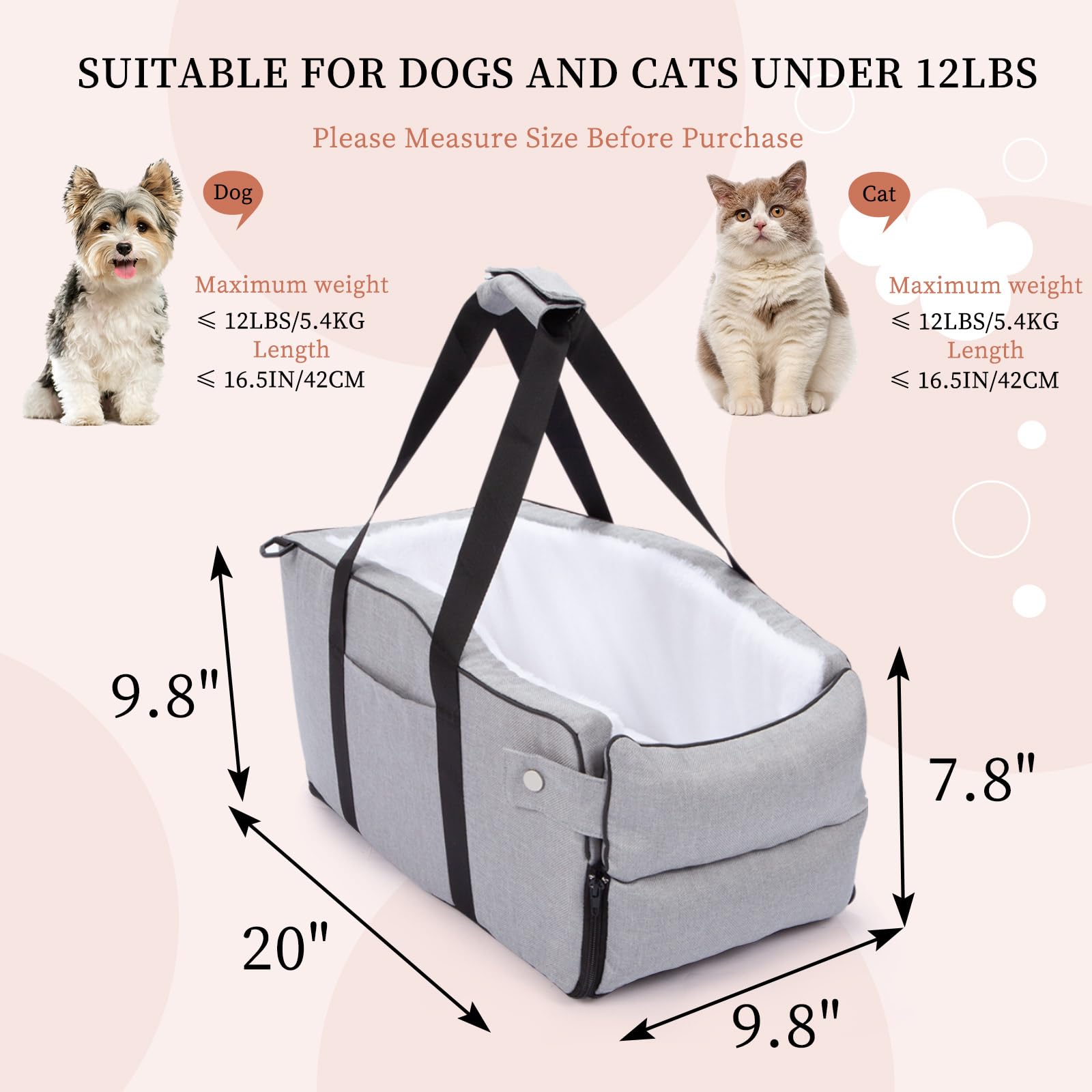 Earond dog seat side view highlights adjustable straps for versatile installation.
