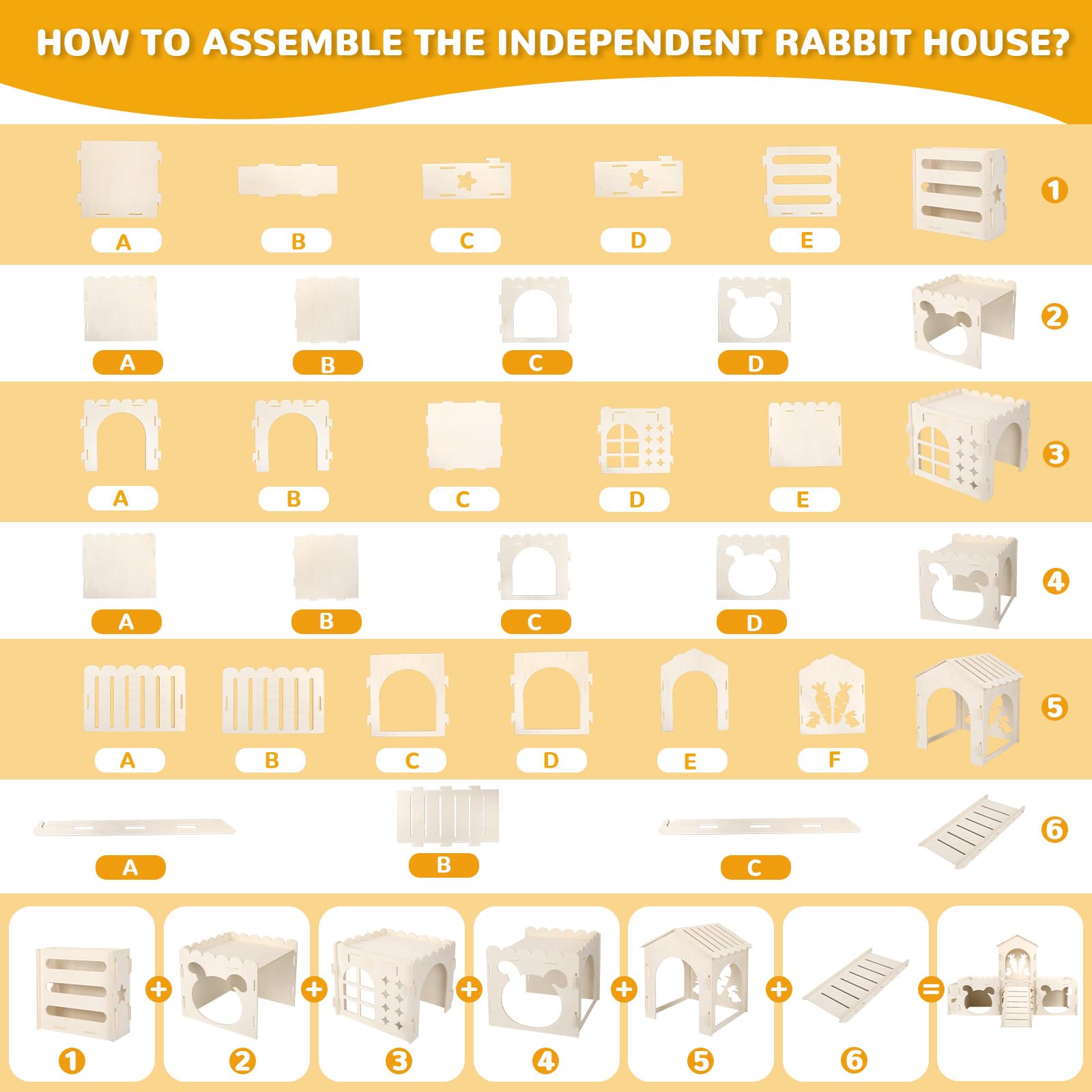 EAROND Large Rabbit Castle ramp-closeup demonstrates safe, non-slip access for hopping