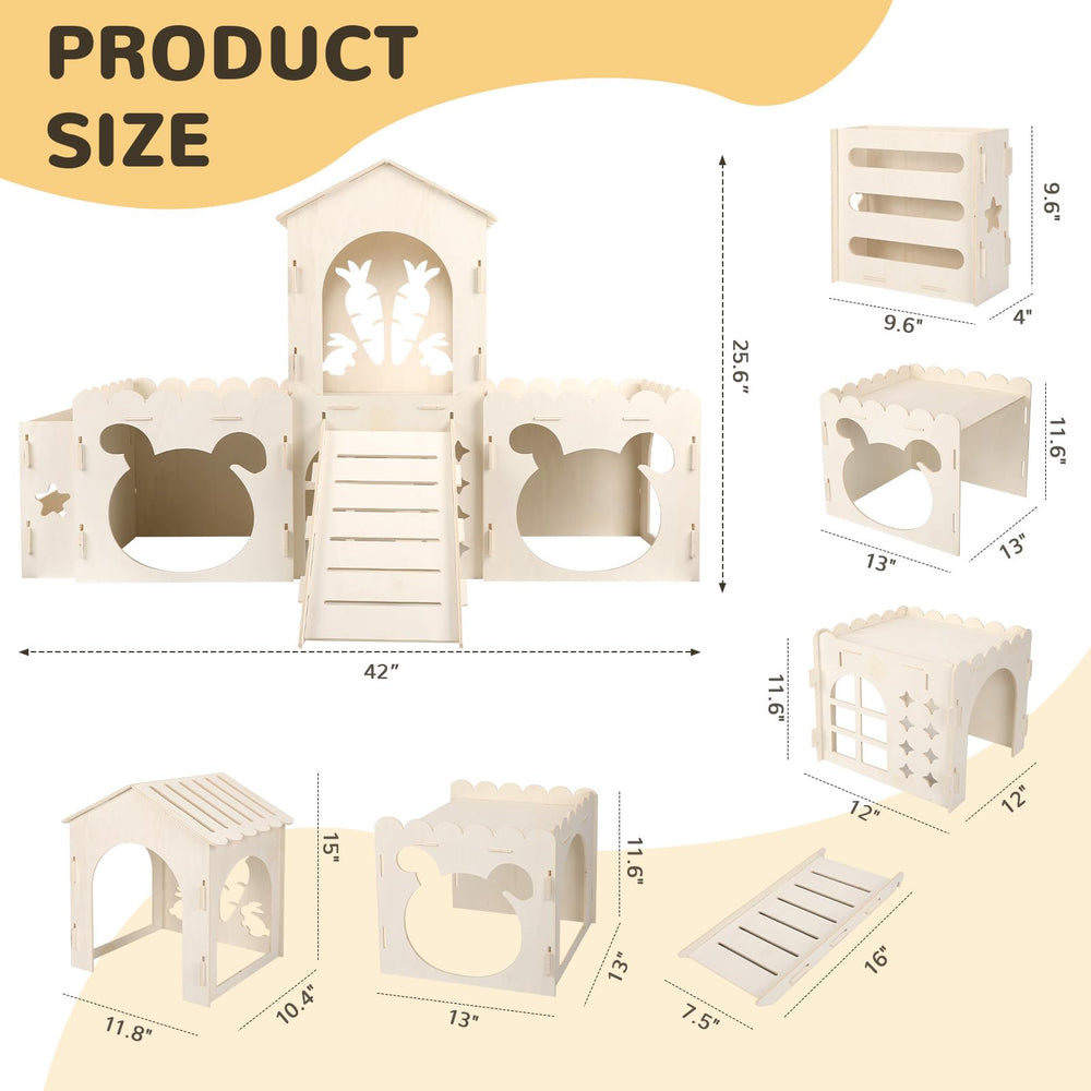 EAROND Large Rabbit Castle side view shows multi-room design promoting exploration and exercise