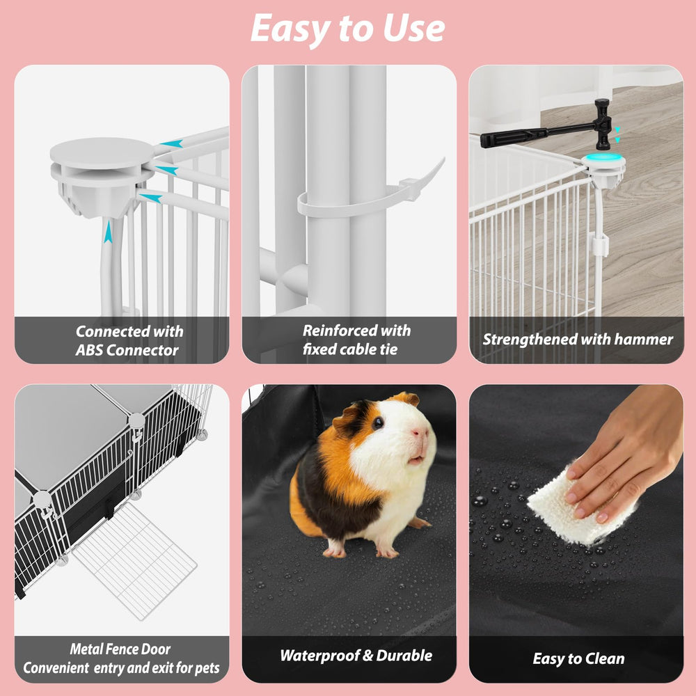 EAROND spacious play area lets guinea pigs and rabbits explore comfortably.