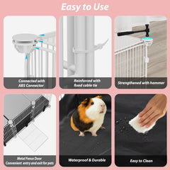 EAROND spacious play area lets guinea pigs and rabbits explore comfortably.