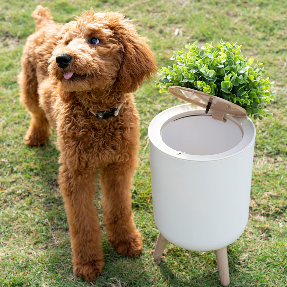 Earth & Mango 18-inch tall outdoor bin fits porches and corners.
