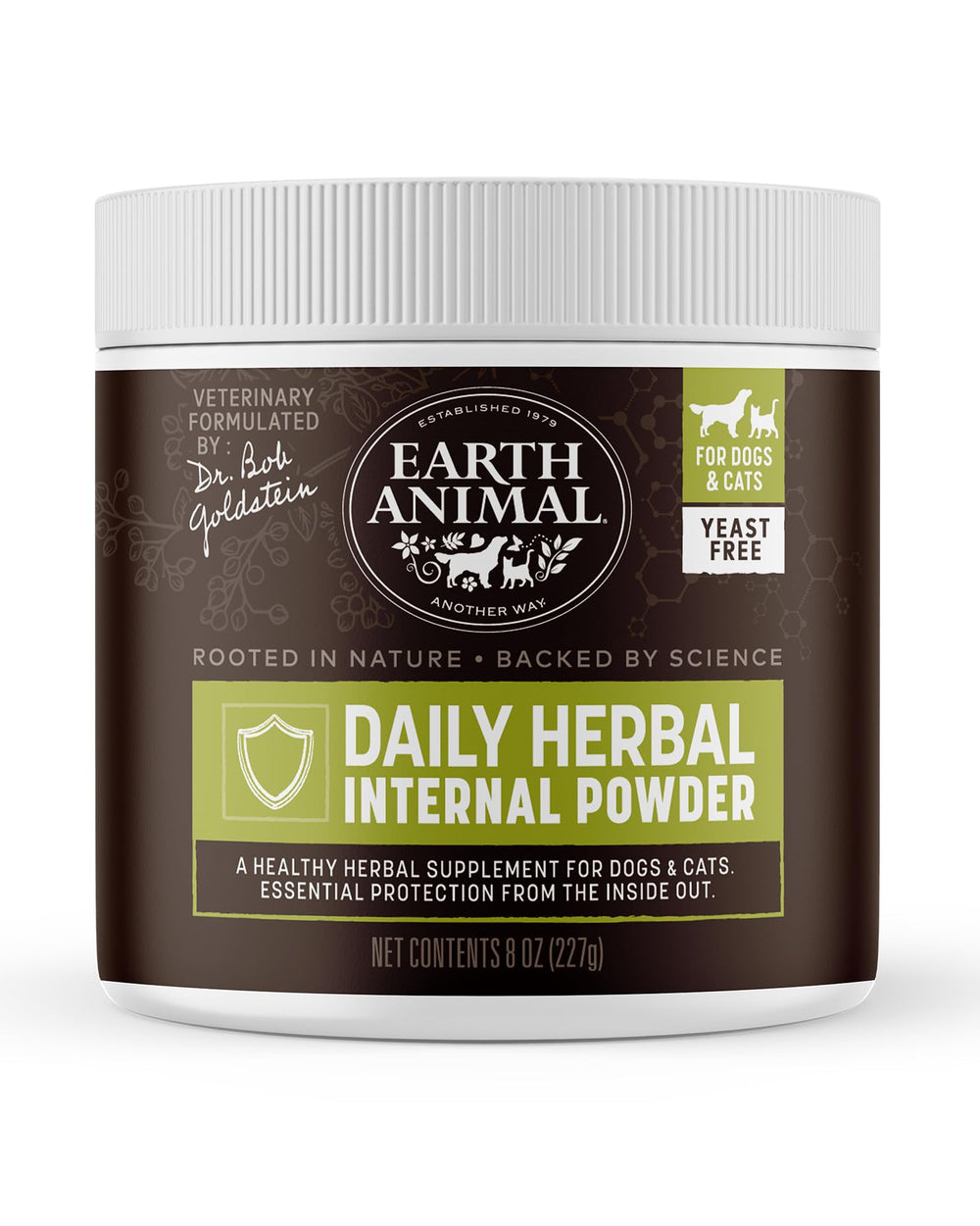 Earth Animal Apothecary polvo interno para pulgas y garrapatas en mascotas