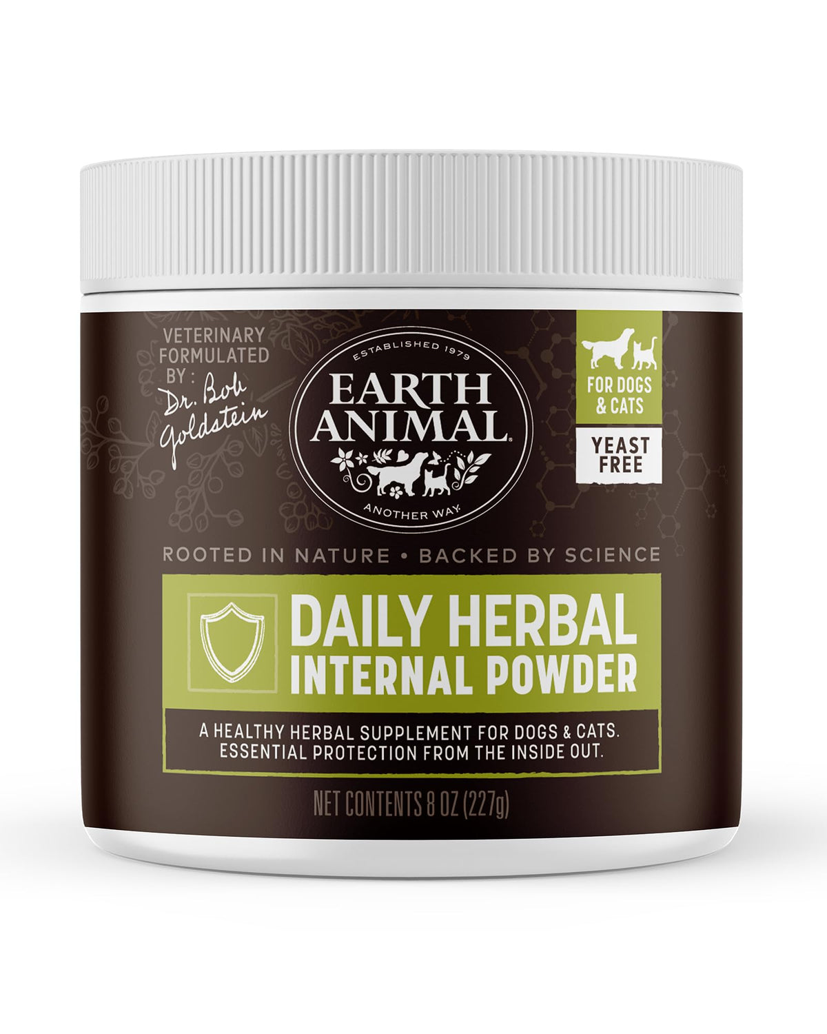 Earth Animal Apothecary polvo interno para pulgas y garrapatas en mascotas