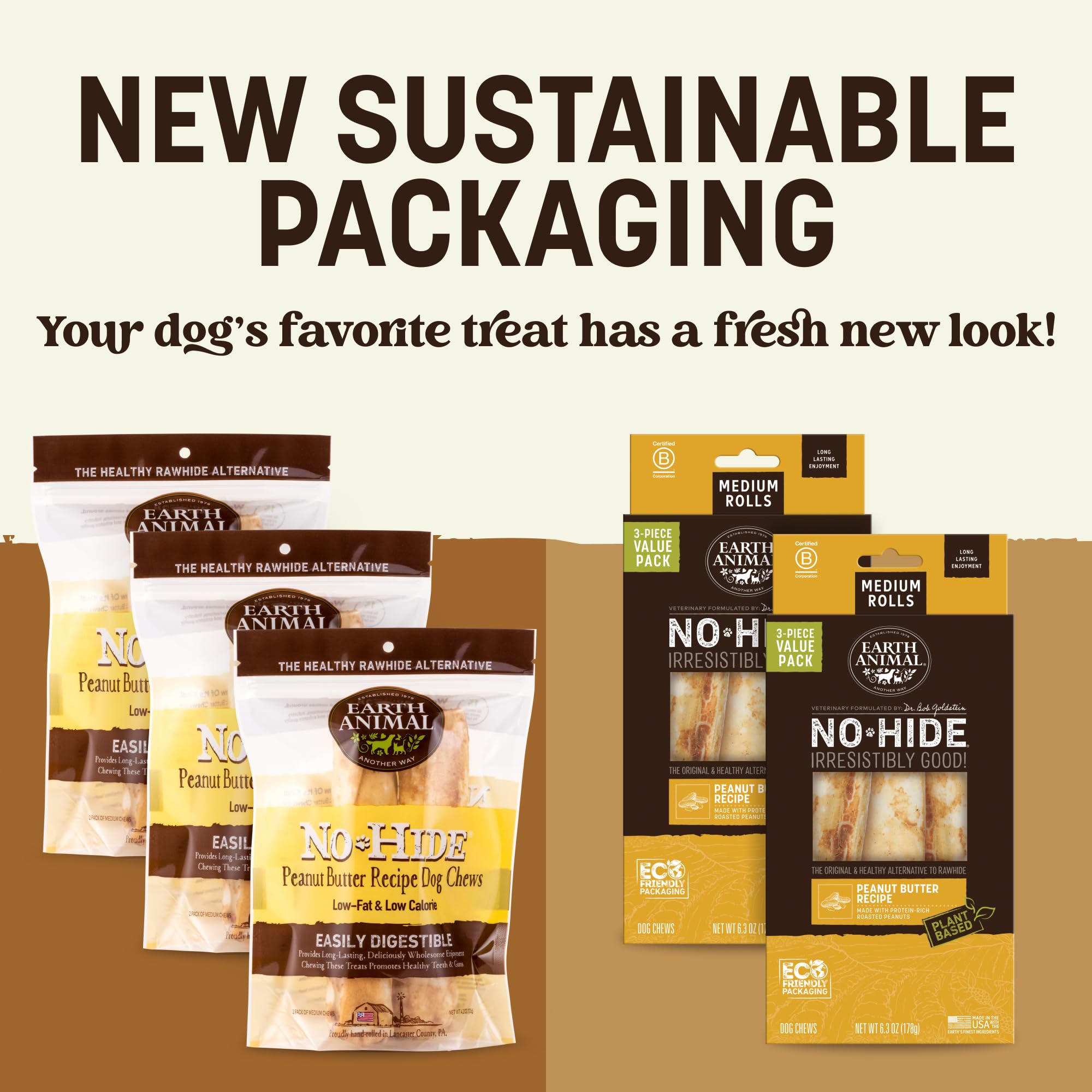 Earth Animal No Hide rolls in peanut butter medium dogs enjoy a satisfying chew without rawhide