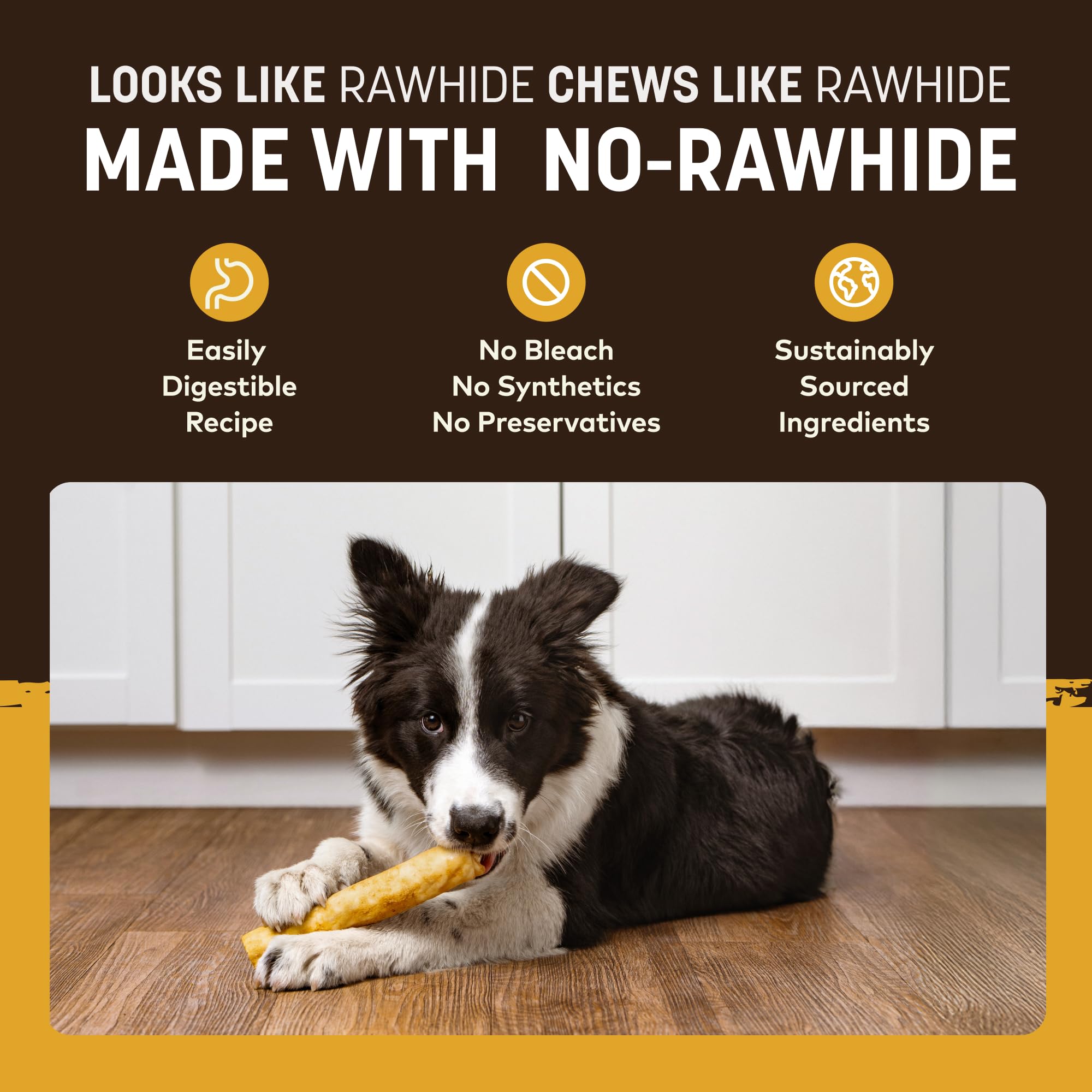 Earth Animal No Hide chews low-fat and low-calorie peanut butter treats for 46-75 lb dogs