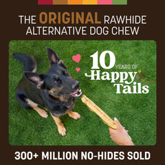 Earth Animal No-Hide venison rolls being chewed demonstrates teeth-cleaning potential during play
