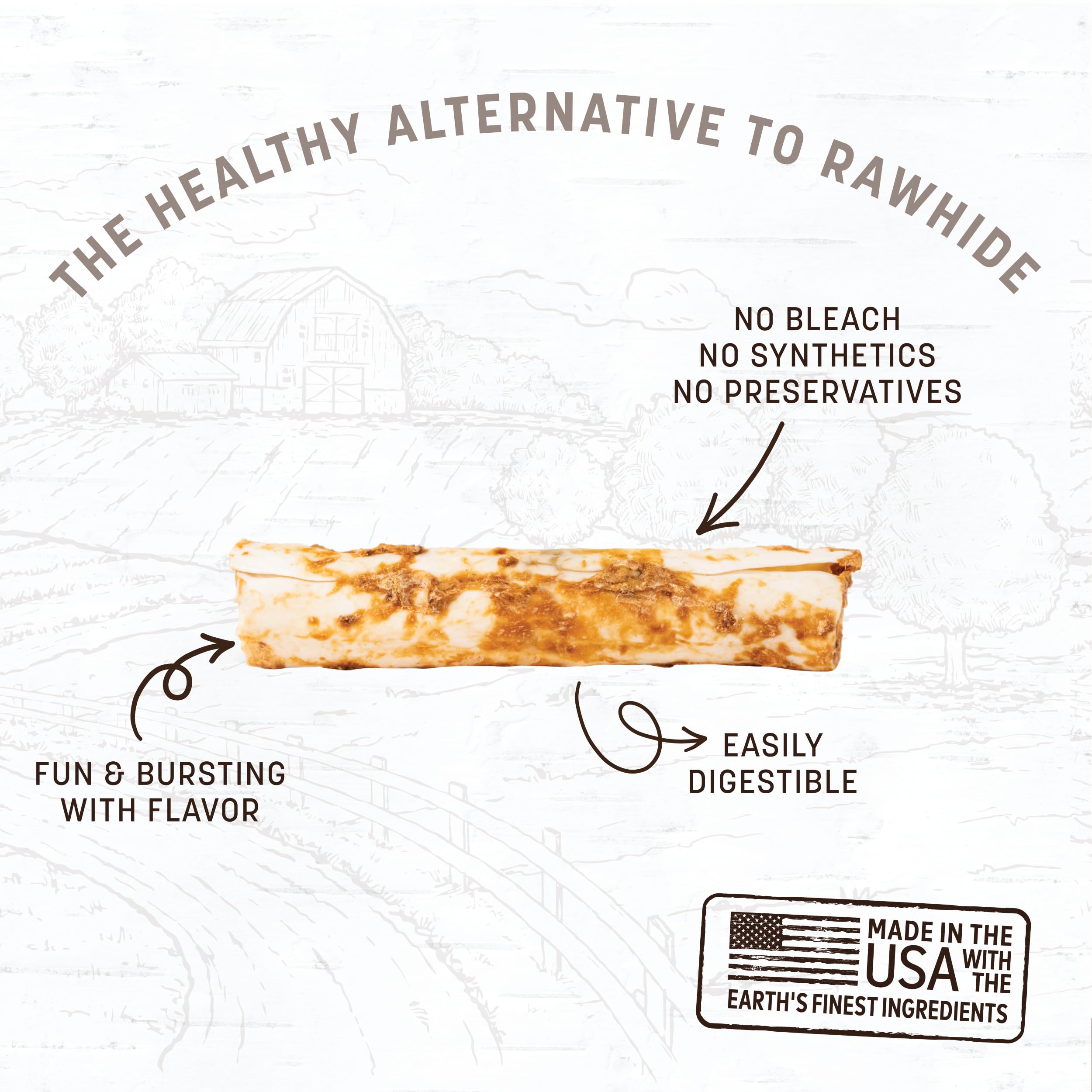 Earth Animal No Hide Rolls pork ingredients close-up highlighting natural chew