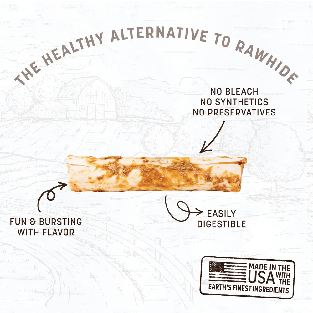 Earth Animal No Hide Rolls pork ingredients close-up highlighting natural chew
