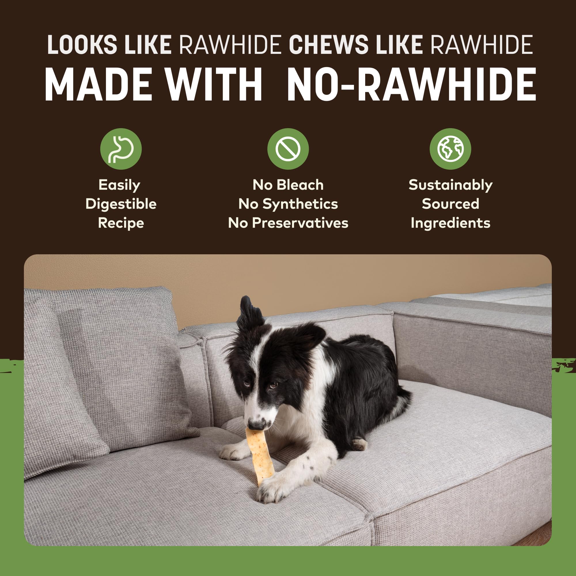Earth Animal No Hide Strips texture-closeup reveals chewy texture dogs enjoy.