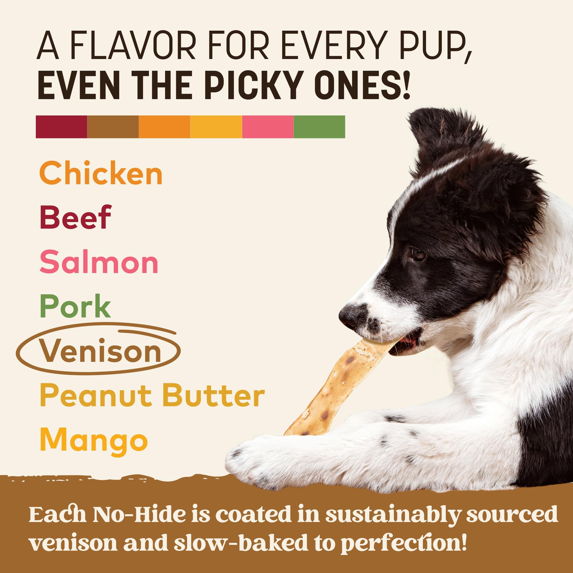 Earth Animal No Hide Strips venison baking process shows slow bake for flavor