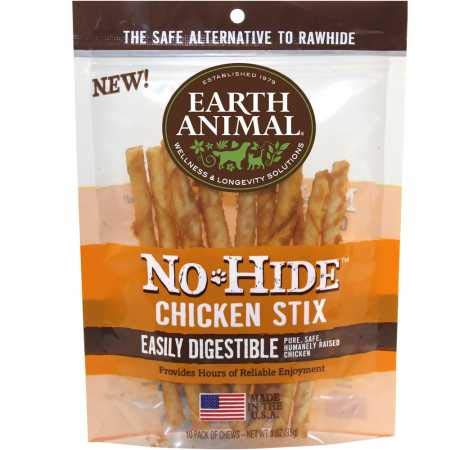 Earth Animal NoHide Chicken Stix 10-pack, a small-dog friendly chew promoting dental care and satisfaction