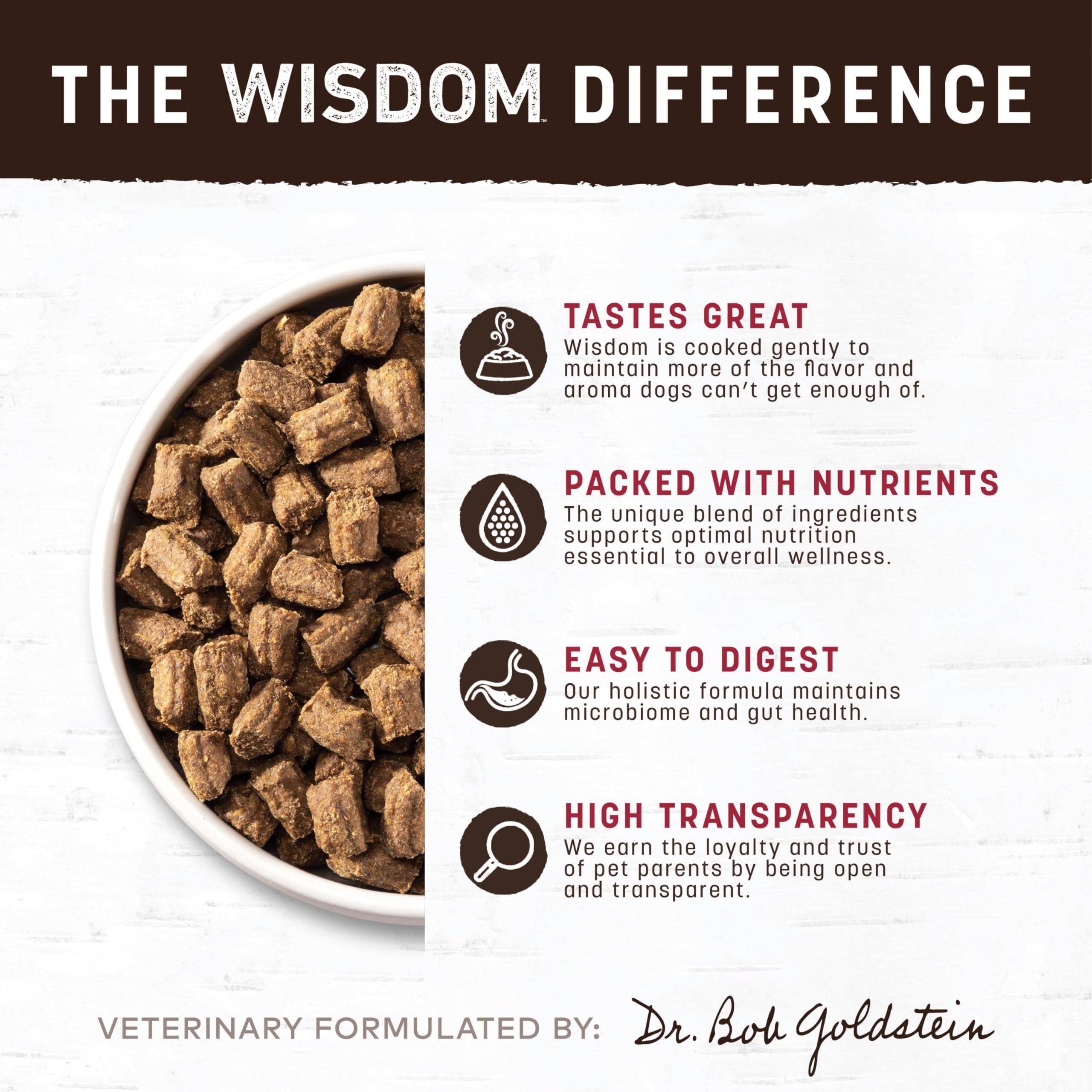 Earth Animal Wisdom air-dried dog food grass-fed beef pieces demonstrates diverse protein choices.