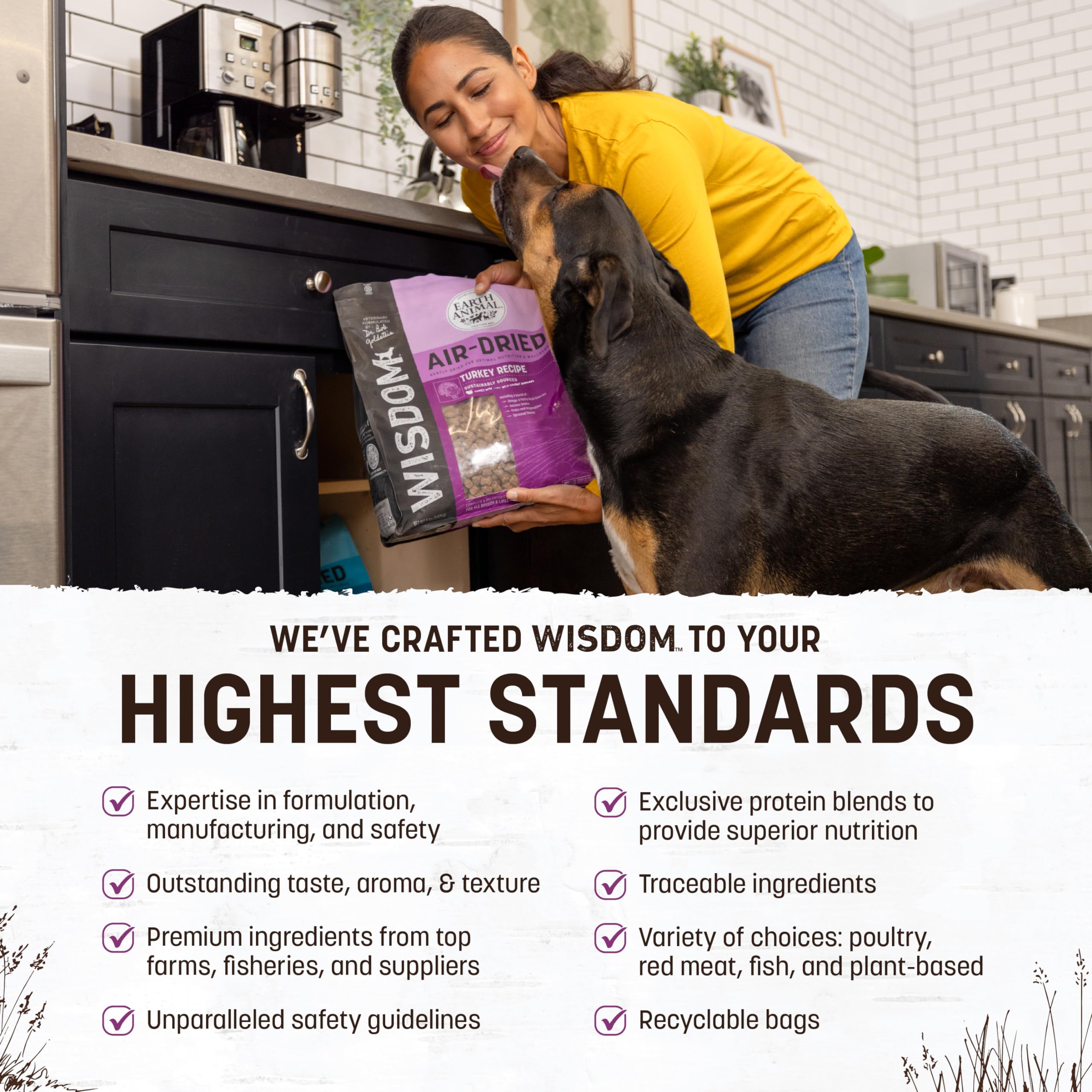 Earth Animal Wisdom air dried turkey dog food close-up jerky texture appealing to picky eaters