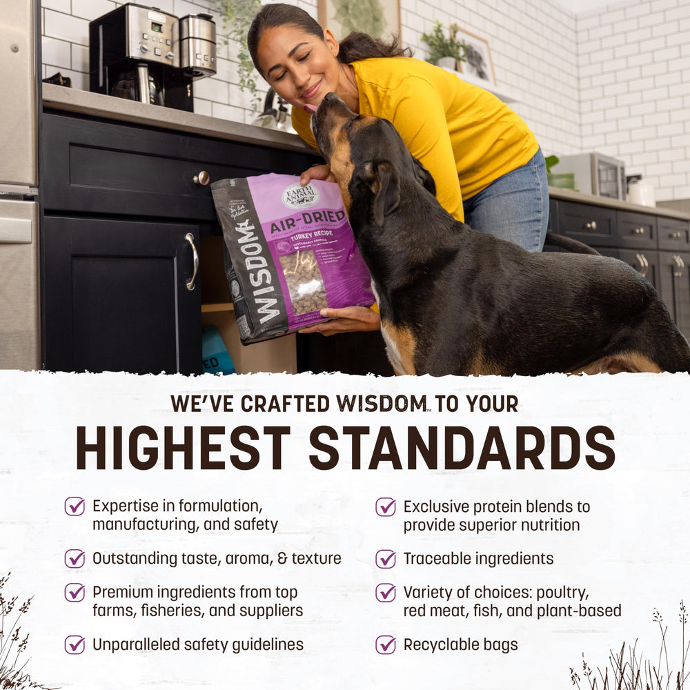 Earth Animal Wisdom air dried turkey dog food close-up jerky texture appealing to picky eaters