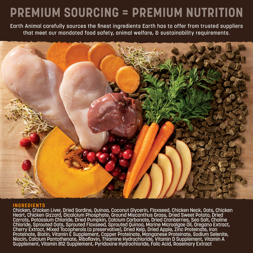 Earth Animal Wisdom organic sprouted seeds close-up illustrating digestible formula