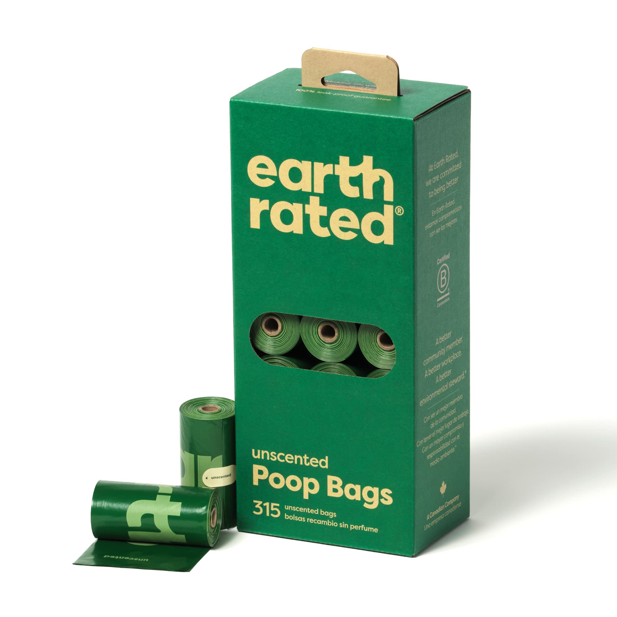 Earth Rated dog poop bags refill roll pack, compact and portable for on-the-go cleanup