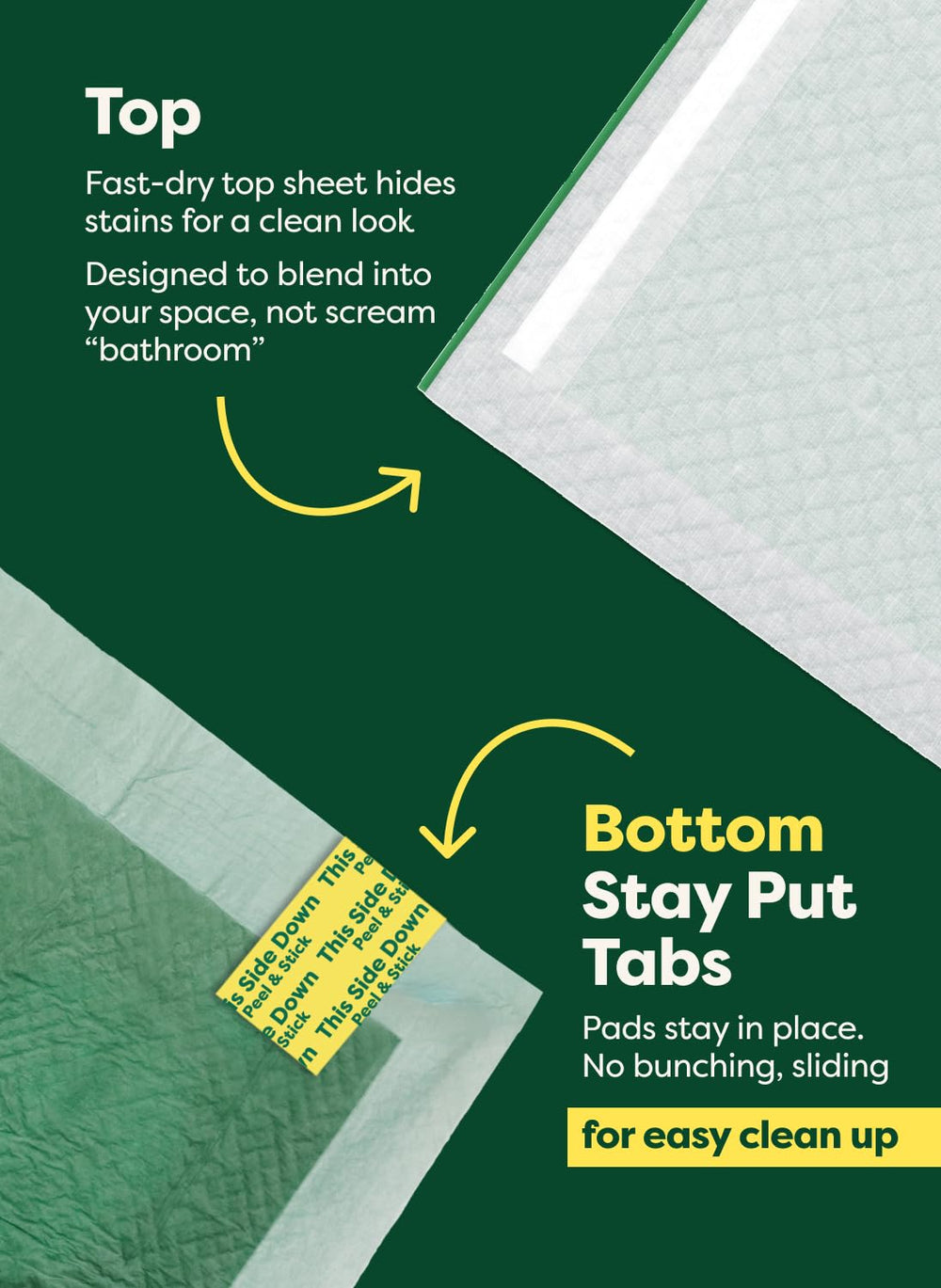 Earth Rated pad stack shows multiple absorbent layers.