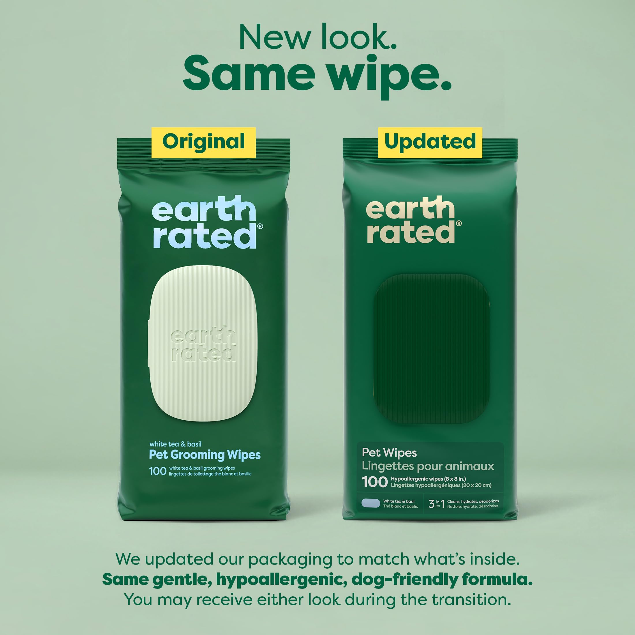 Earth Rated Pet Wipes – body-clean: quick grooming for fur and skin