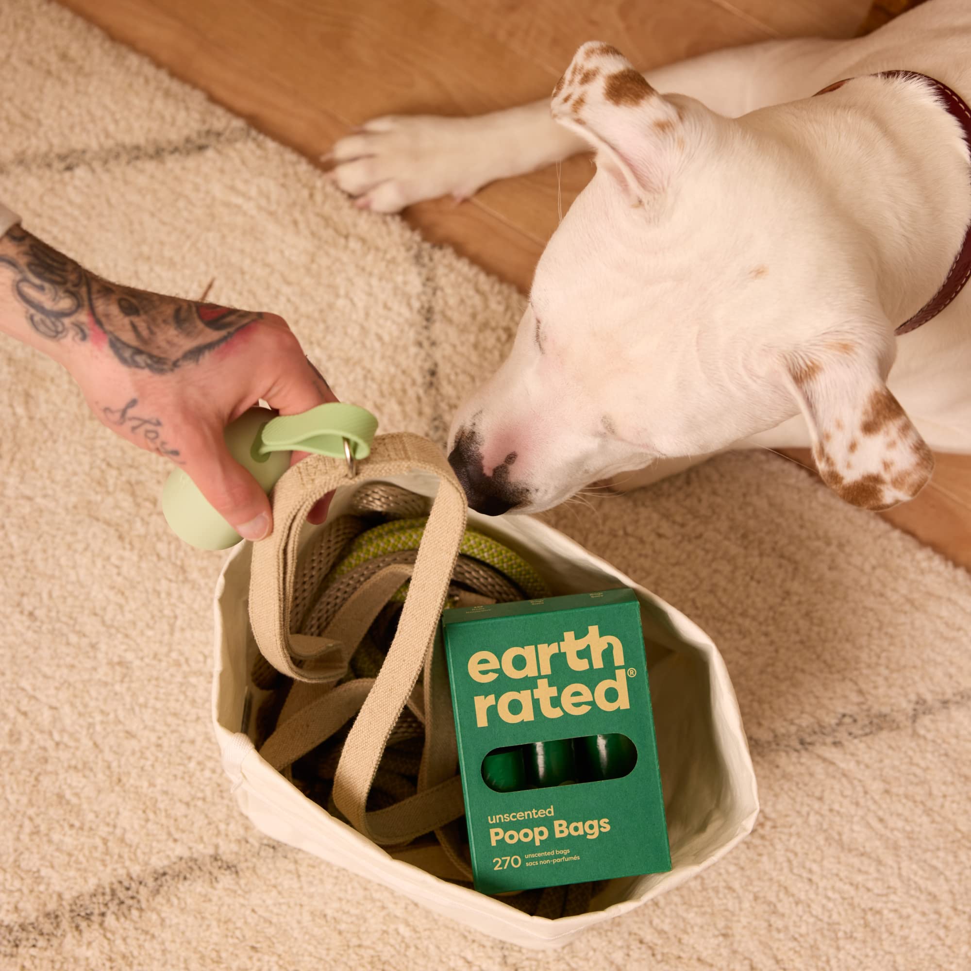 Earth Rated poop bags refill roll provides 270 bags for long-term walks.
