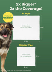 Earth Rated XL Pet Wipes paws cleaning action demonstrates safe grooming on paws and fur