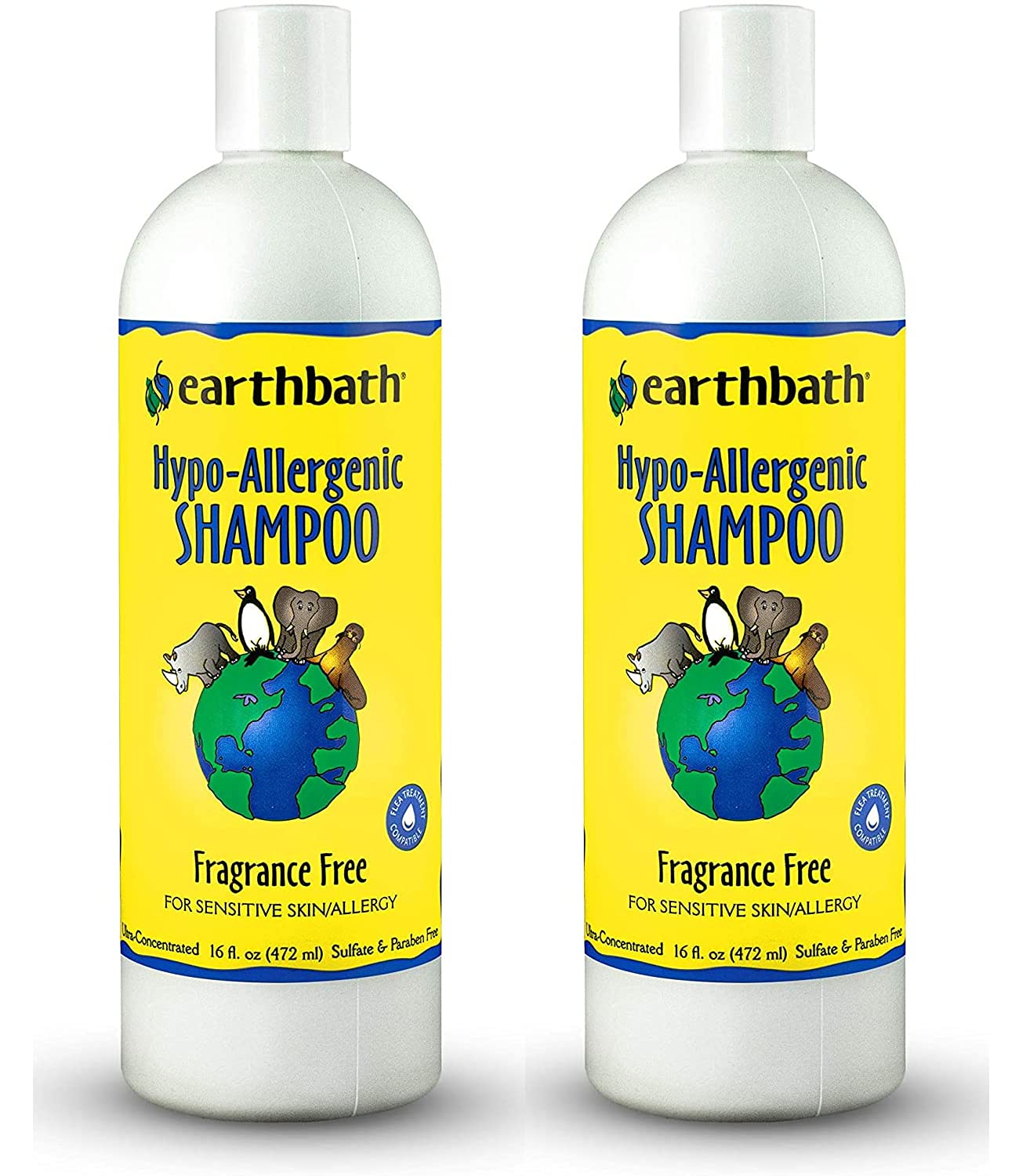 earthbath hypoallergenic dog shampoo fragrance-free bottle supports gentle cleansing for sensitive skin.