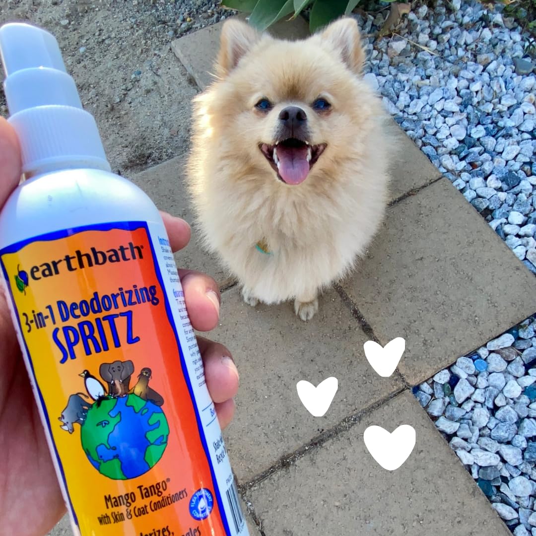Earthbath Mango Tango between-baths ritual for refreshed scent and coat conditioning.