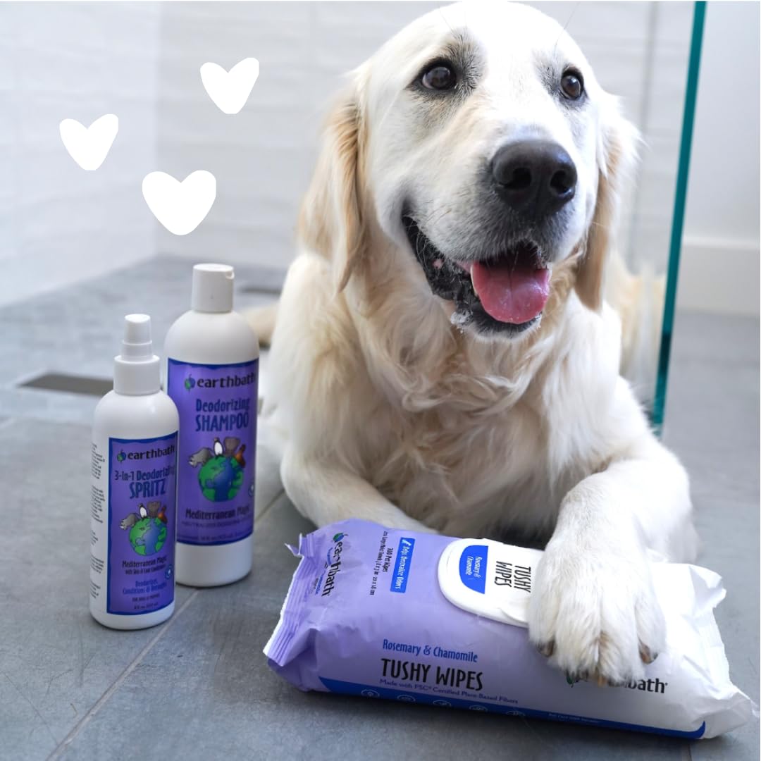 earthbath Mediterranean Magic USA-made badge emphasizes cruelty-free, high-quality pet care