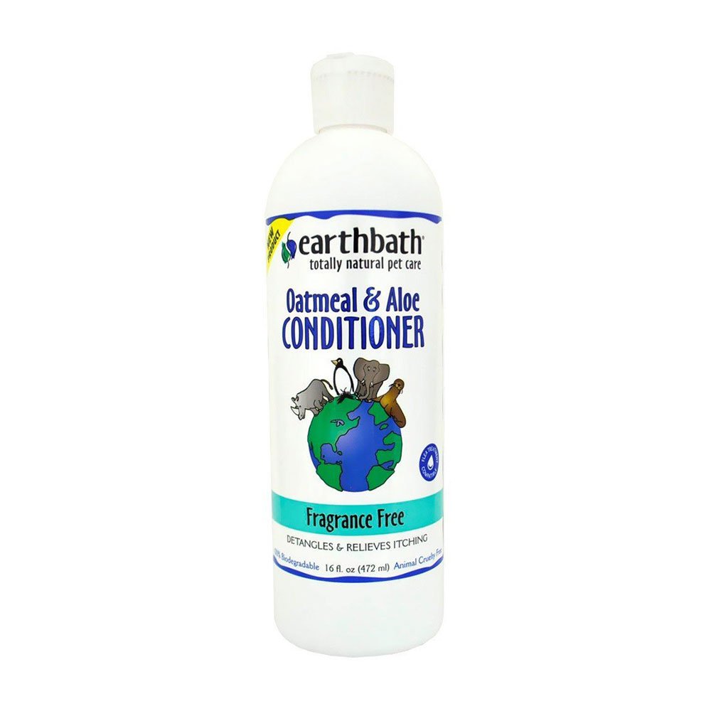 Earthbath Oatmeal and Aloe Conditioner bottles in a six-pack for fragrance-free grooming.
