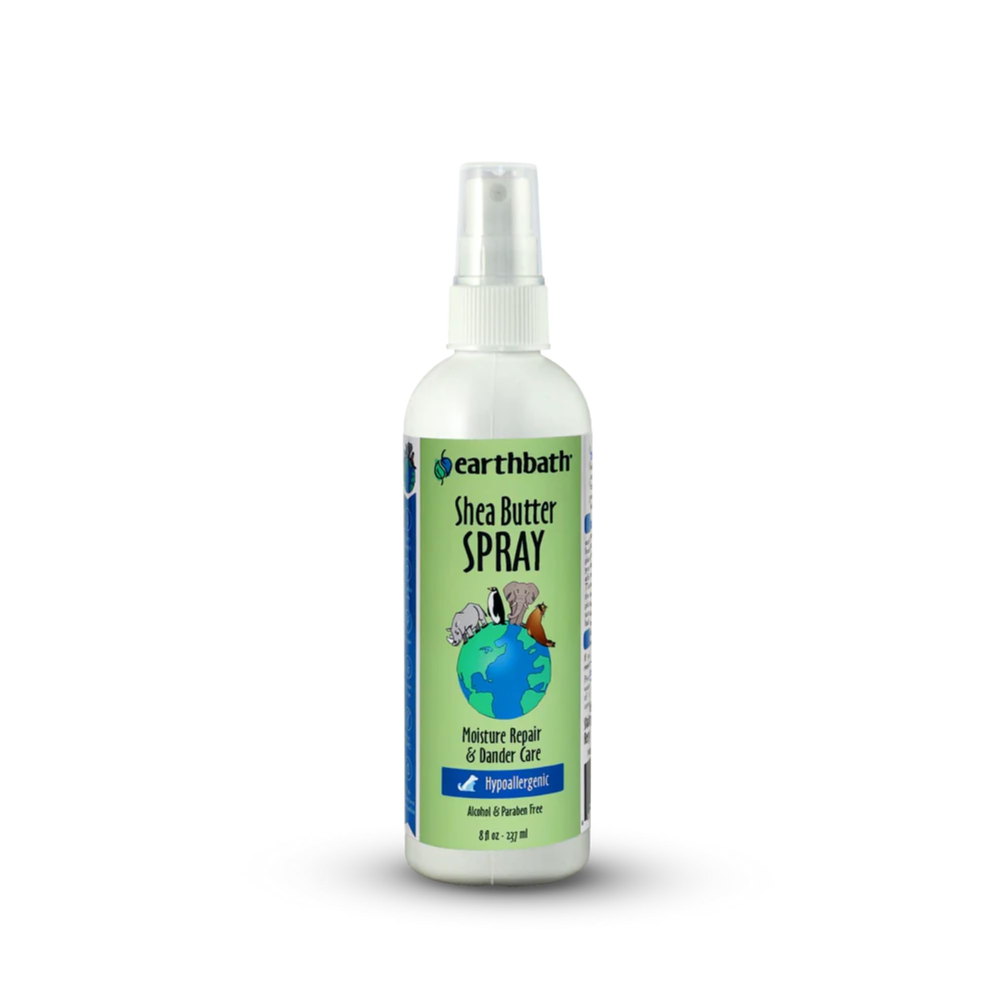 Earthbath spray manteca karité para perros y gatos, piel suave y brillo.
