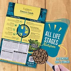 Earthborn Coastal Catch kibble closeup showing fish-based protein