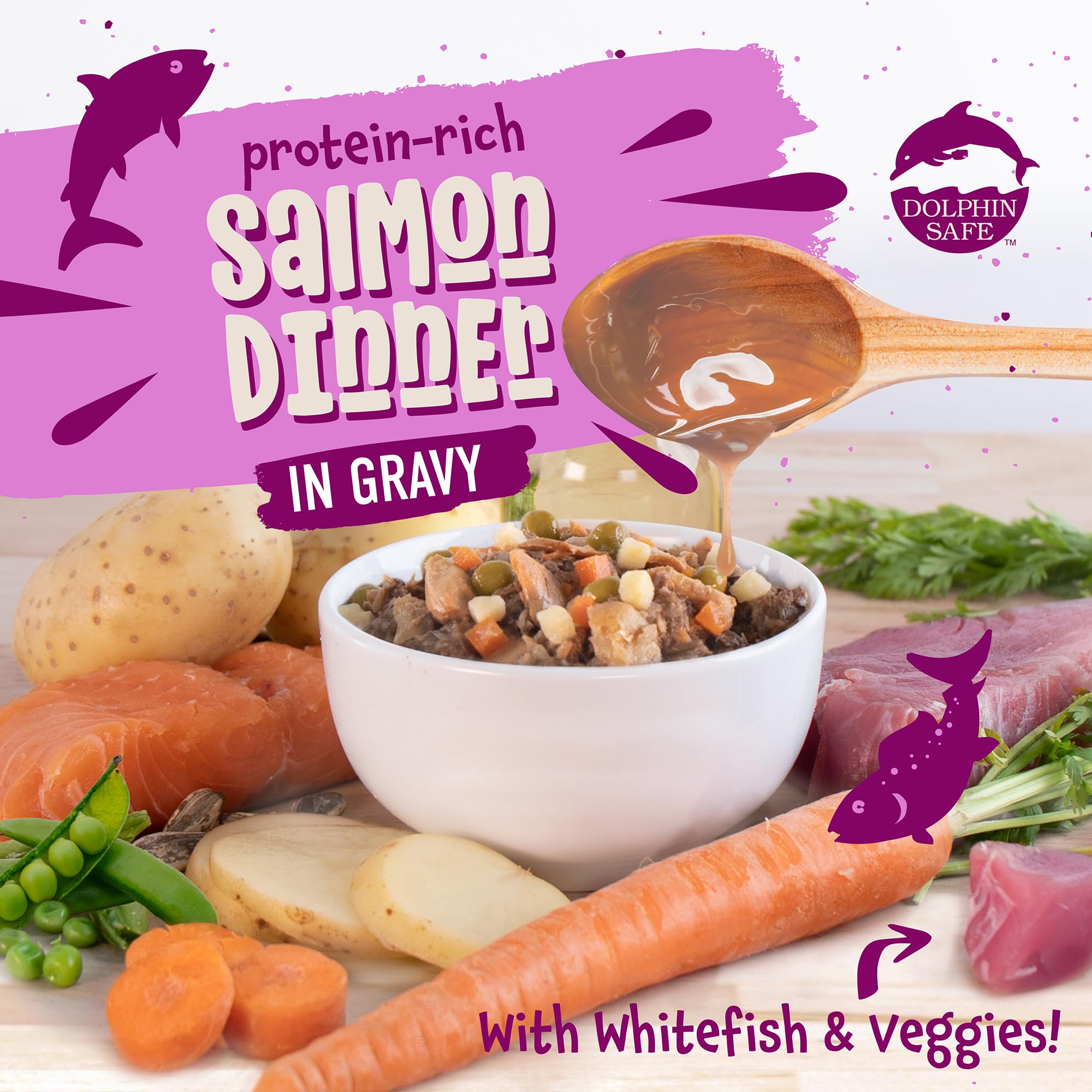 Earthborn Holistic Harbor Harvest vegetables in gravy bowl suggests tasty meal topper versatility