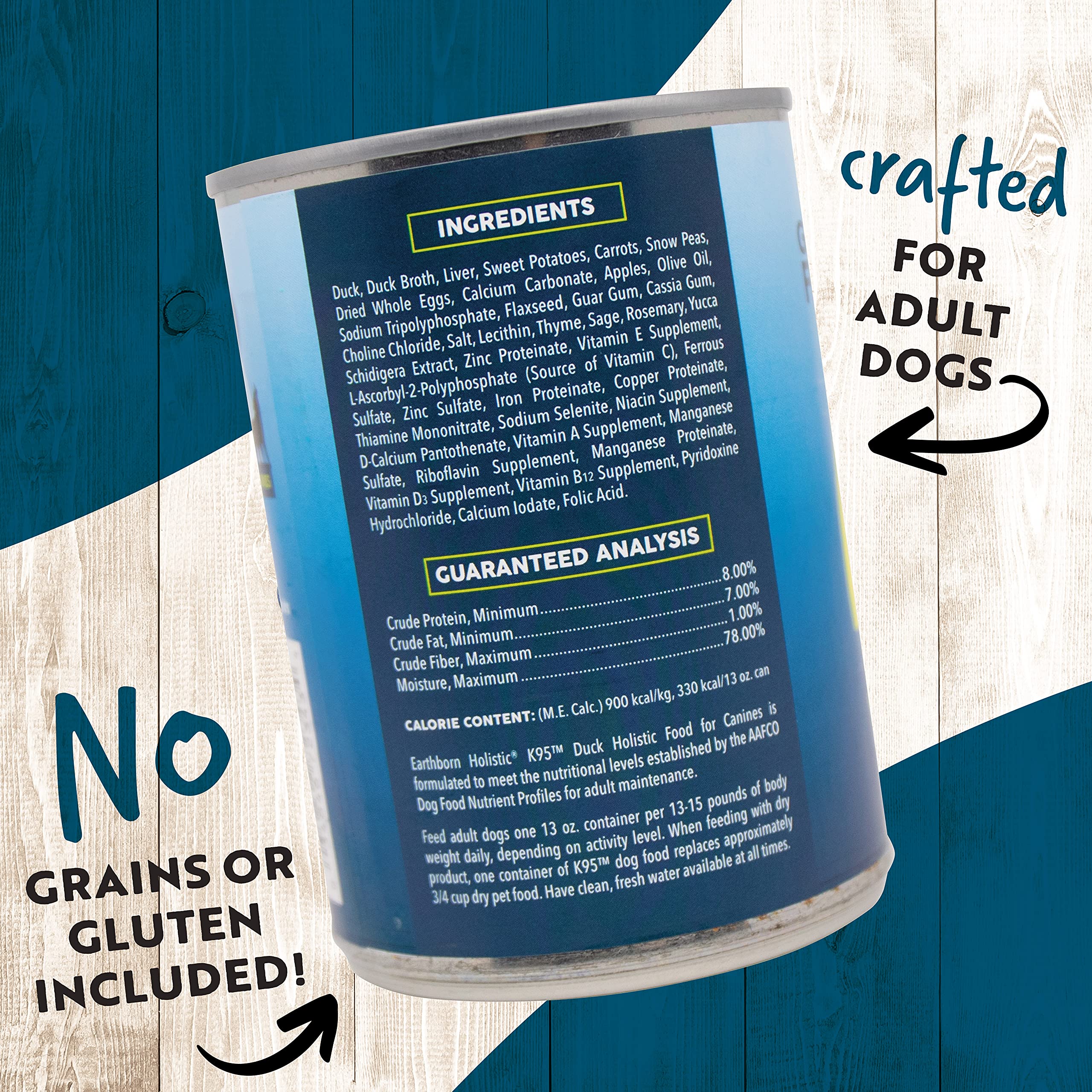 Earthborn Holistic K95 Duck meal-bowl, convenient standalone wet meal for dogs.