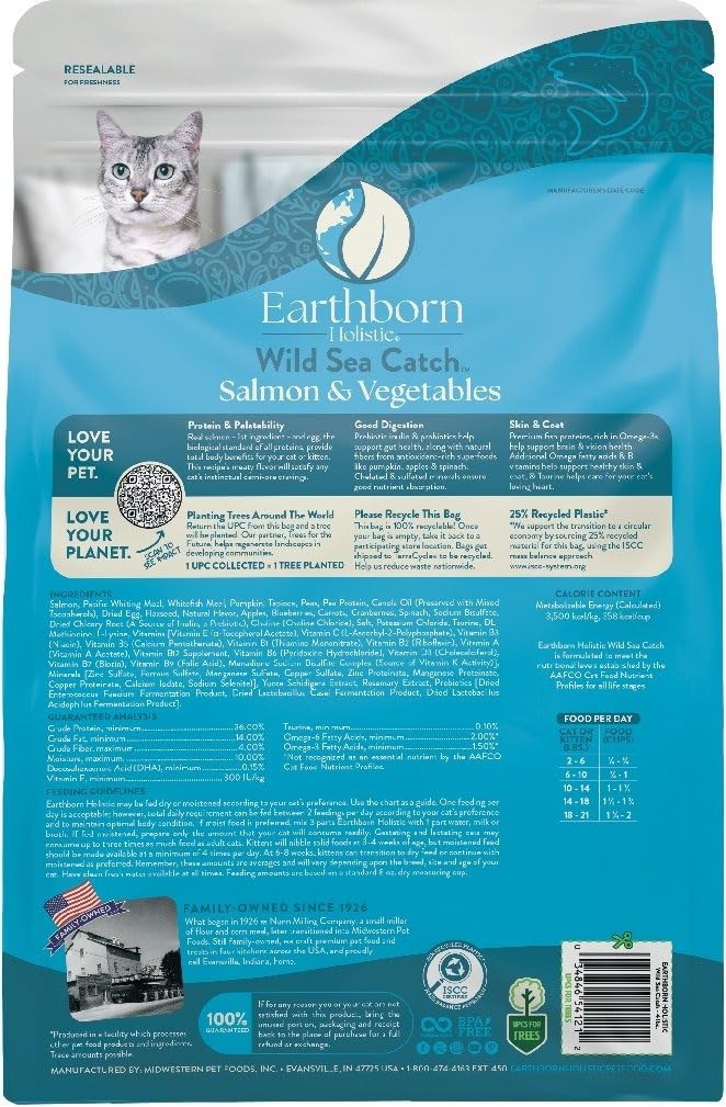 Earthborn Holistic Wild Sea Catch bowl serving showcases high-protein kibble good for daily meals.